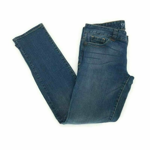 Guess Jeans Womens Daredevil Skinny Leg Denim Blue Whiskered Stretch Pockets 30R - Picture 1 of 9